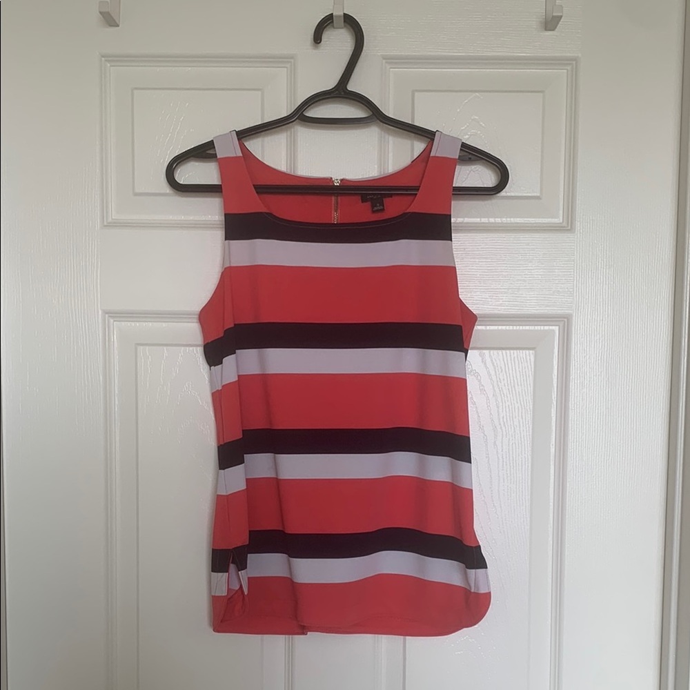 Ann Taylor Pink Black Fitted Tank Top